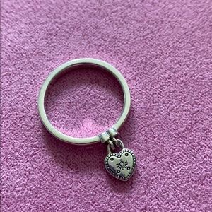 Pandora Love Lock Sterling Silver Ring sz 58